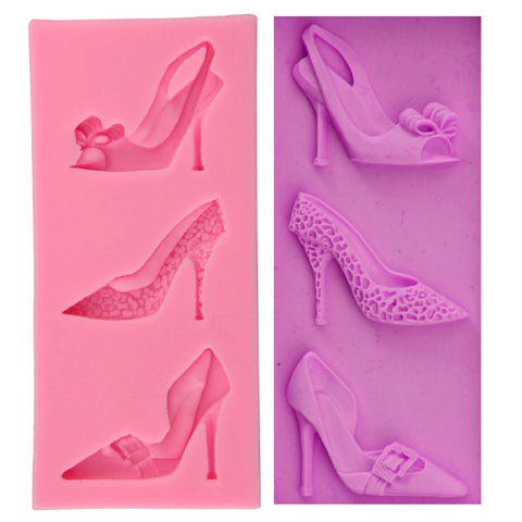 Stampo in Silicone per Fondant a Forma di Scarpa con Tacco Alto Fai da Te Strumento per Decorazione Torte Rosa