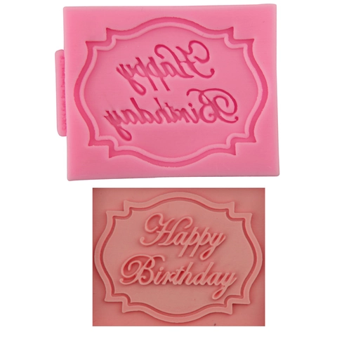 Happy Birthday Γράμματα Σιλικόνη Φόρμα για Κέικ Φοντάν DIY Εργαλείο Ζαχαροπλαστικής Διακόσμηση Σοκολάτας Ροζ Περίγραμμα