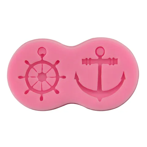 Anker Steuerrad Silikon Fondant Kuchenform Nautisches Schiff Ruder Marine Thema DIY Backen Dekoration Schokolade Form Rosa Werkzeug