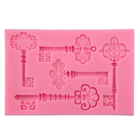 Retro Schlüssel Silikon Fondant Kuchenform Für Schokolade Mousse Gelee Sugarcraft Relief Silikon Backwerkzeuge Für DIY Kuchendekoration