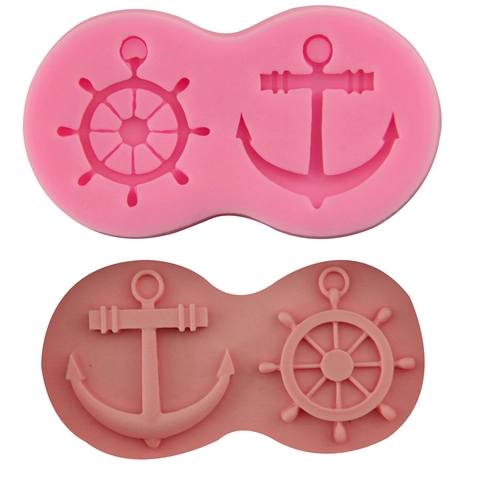 Anker Steuerrad Silikon Fondant Kuchenform Nautisches Schiff Ruder Marine Thema DIY Backen Dekoration Schokolade Form Rosa Werkzeug