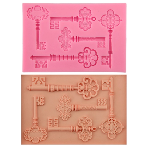 Retro Schlüssel Silikon Fondant Kuchenform Für Schokolade Mousse Gelee Sugarcraft Relief Silikon Backwerkzeuge Für DIY Kuchendekoration