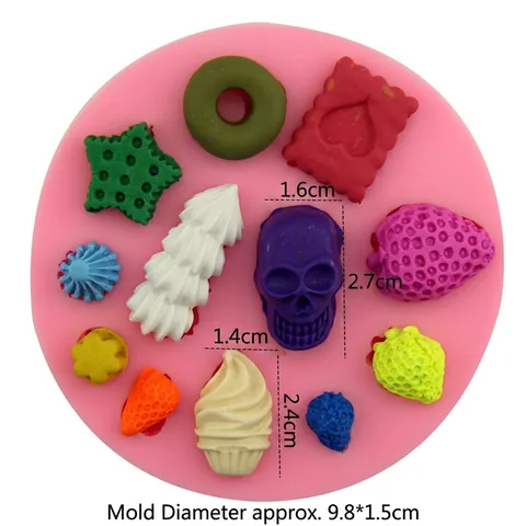 Silicone Dessert Mold Multi Shape Donut Cupcake Heart Star Skull For DIY Baking Clay Craft Cake Decorating Tool