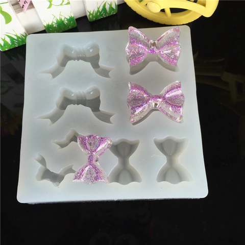 Strik Siliconen Mal 8-Holte Spiegeloppervlak Vlinderdas Vorm DIY Hars Sieraden Gietvorm Voor Taart Chocolade Decoratie