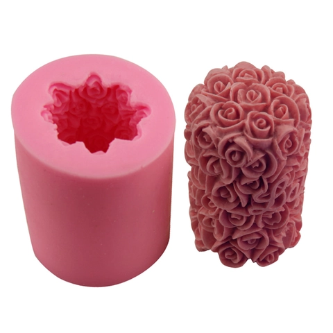Molde de Silicona con Pilar de Rosas para Pastel de Fondant Chocolate Jabón Vela Herramienta de Decoración de Repostería