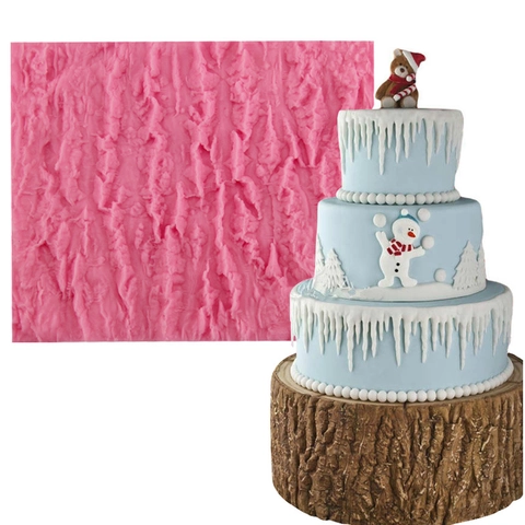 Bark Texture Silicone Fondant Mold Tree Bark Pattern Lace Mat For Cake Border Decoration Chocolate Sugarcraft Baking Mold