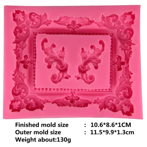 Molde de Silicona para Pasteles con Marco Barroco Molde de Fondant de Chocolate en Relieve Vintage para Decoración DIY