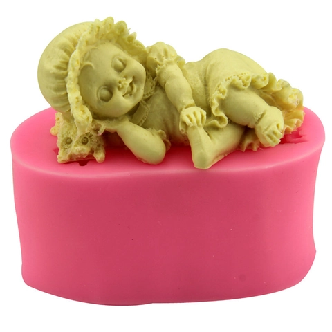 3D Schlafende Baby Mädchen Silikonform Für Handgemachte Seife Kerze DIY Schokolade Kuchen Backwerkzeug Flexible Silikonform