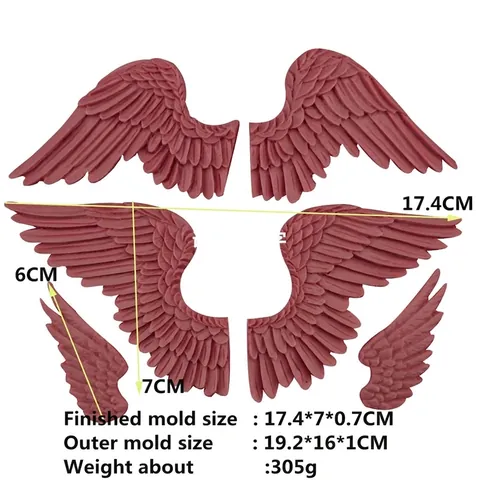 Large Angel Wings Silicone Fondant Mold DIY Baking Tool For Cake Decoration Chocolate Candy Clay Making Craft Pink