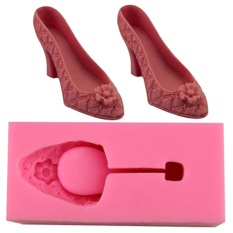 Stöckelschuh Form 3D Silikon Backform Für Fondant Schokolade Süßigkeiten Backen DIY Werkzeug Für Küche Kuchen Dekoration Rosa