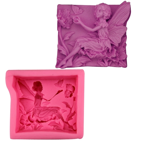 DIY Engel Sitzt Und Hält Schmetterling Blumen Silikonform Für Handgefertigte Seife Kerze Harz Tortendekoration Reliefform