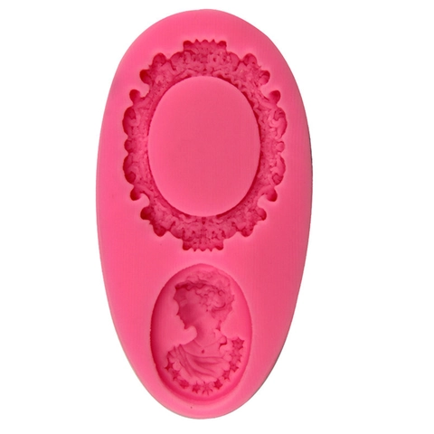 Baroque Vintage Mirror And Lady Portrait Cameo Silicone Fondant Mold DIY Chocolate Baking Decorating Tool Random Color