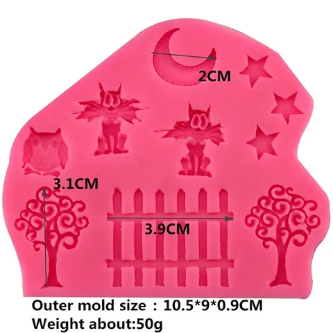 Siliconen Bakvorm Kat Maan Ster Hek Uil Fondant Chocolade Vorm DIY Bakken Decoratie Gereedschap Voor Keuken