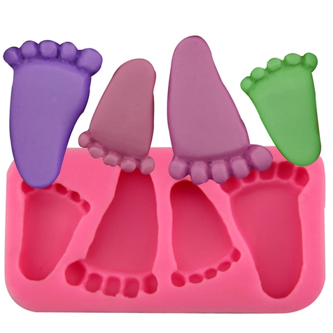 DIY Baby Fußabdruck Silikonform Für Fondant Kuchen Schokolade Handgemachte Seife Ton Harz Dekorative Backwerkzeuge Rosa