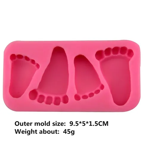 DIY Baby Fußabdruck Silikonform Für Fondant Kuchen Schokolade Handgemachte Seife Ton Harz Dekorative Backwerkzeuge Rosa