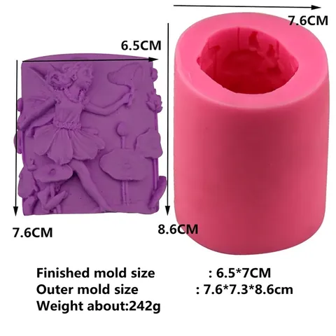 3D Fairy Girl Catching Butterfly Lotus Silicone Mold For Handmade Soap Candle Resin Craft Fondant Cake Decorating Tool