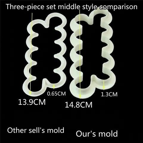 3Pcs Integrated Rose Flower Cutters Plastic Fondant Cake Mold Scalloped Edge Cookie Embossing Press Baking Tools For DIY