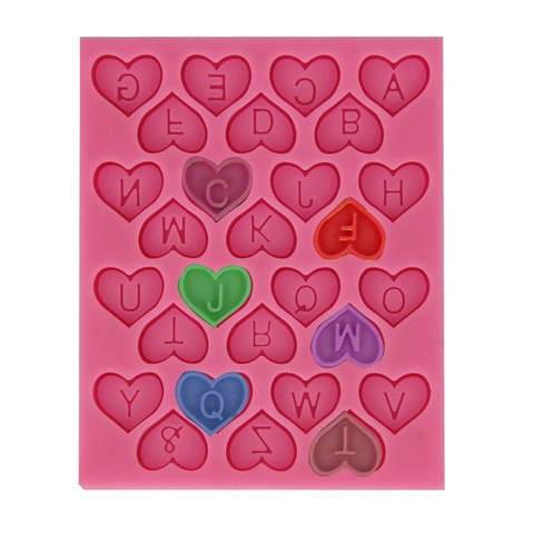 Hartvorm 26 Alfabet Letters Siliconen Fondant Taartvorm Voor DIY Chocolade Snoep Zeep Gelei Bakken Decoratie Tool