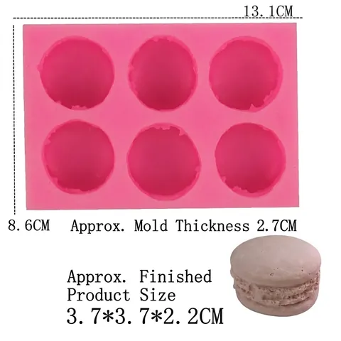 Καλούπι Σιλικόνης Μακαρόν 3D 6 Θέσεων Για DIY Ψήσιμο Σοκολάτα Διακόσμηση Τούρτας Σαπούνι Ροζ Εργαλείο Ψησίματος