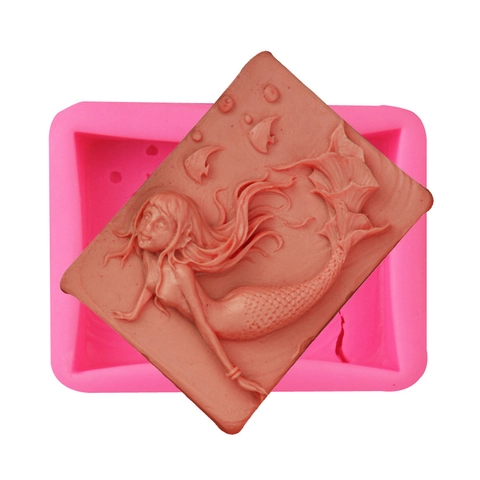 3D Meerjungfrau Relief Silikonform Für Handgemachte Seife Schokolade Kuchen Backen Rechteckige Fondant Zucker Handwerk Werkzeug