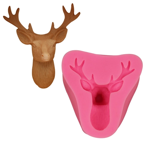 Deer Head Antler Silicone Mold For Chocolate Cake Decorating Fondant DIY Baking Tool Reusable Food Grade Kitchen Supplies