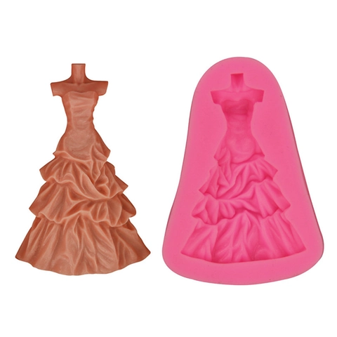 Trouwjurk Siliconen Vorm Bruidsjurk Fondant Taart Decoratie Vorm Chocolade Gelei Bakgereedschap