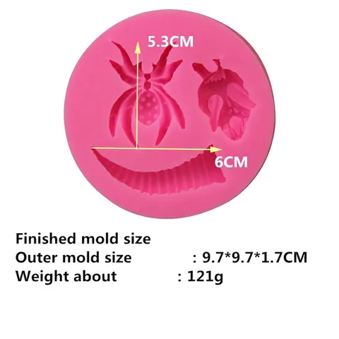 Halloween Spin Schedel Masker Hoorn Siliconen Vorm Voor Taart Fondant Chocolade Zeep DIY Bakgereedschap Roze