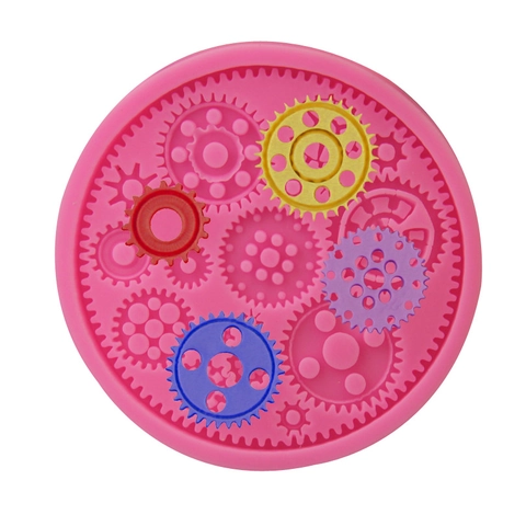 Moule en Silicone Engrenage Industriel Steampunk Rond Rose Pièces Mécaniques Décoration de Gâteau Fondant Outil de Cuisson DIY