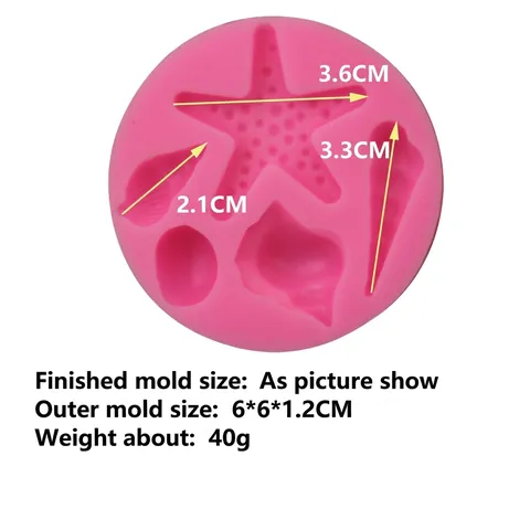 Molde de Silicona Tema Océano Estrella de Mar Concha para Decoración Pasteles Fondant Chocolate Repostería Rosa Redondo