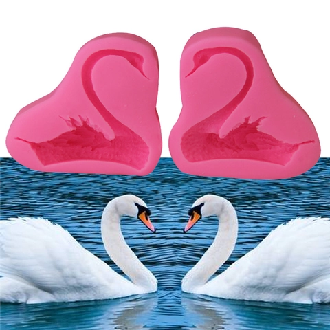 Molde de Silicona para Pasteles Cisne 3D Forma Animal Espejo Molde Chocolate Fondant Herramienta de Horneado DIY Jabón Vela Molde