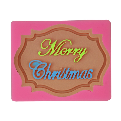 Merry Christmas Silikon Fondant Form Rechteck Schriftzug Kuchen Schokolade Backen Dekoration Werkzeug DIY Segen Form