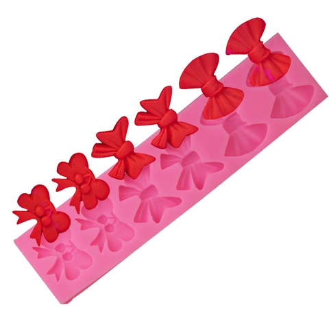 6-Loch Kirsche Schleife Silikon Fondantform DIY Backen Kuchen Deko Werkzeuge Für Schokolade Seife Pink