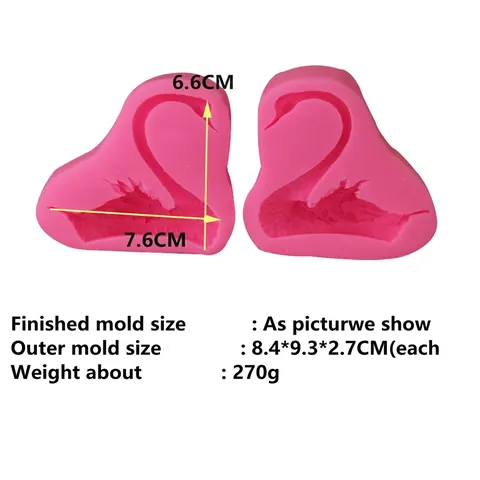 Molde de Silicona para Pasteles Cisne 3D Forma Animal Espejo Molde Chocolate Fondant Herramienta de Horneado DIY Jabón Vela Molde