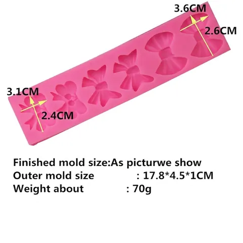 6-Loch Kirsche Schleife Silikon Fondantform DIY Backen Kuchen Deko Werkzeuge Für Schokolade Seife Pink