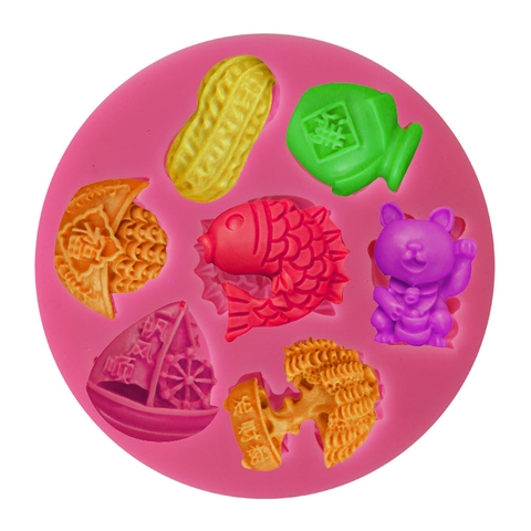 Stampo per Torte in Silicone Stile Tradizionale Pesce Koi Gatto della Fortuna Fondente Cioccolato Stampo per Pasticceria Fai da Te