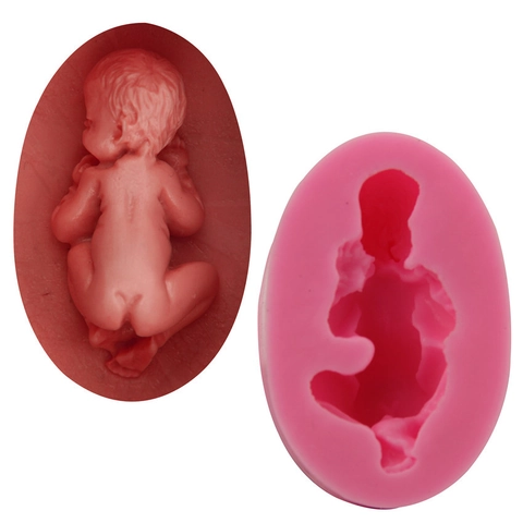 Molde de Silicona 3D con Forma de Bebé para Pasteles de Fondant Herramienta de Horneado DIY para Mousse de Chocolate y Jabón
