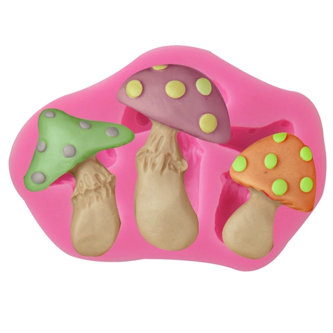 3-Cavity Mushroom Silicone Mold For Fondant Cake Decorating DIY Chocolate Candy Resin Clay Baking Tool