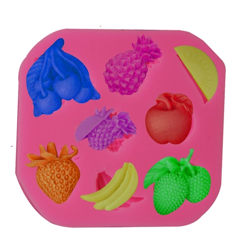 Molde de Silicona Serie de Frutas Para Decoración de Pasteles Forma Fresa Piña Plátano Fondant Chocolate Horneado Bricolage