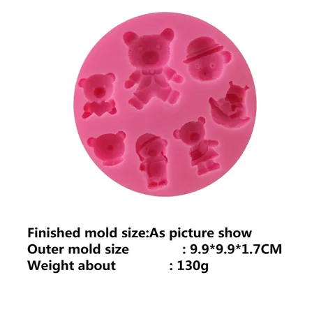 Cartoon Bear Heart LOVE Christmas Silicone Fondant Mold Chocolate Cake Decorating Tool DIY Clay Craft Baking Tray