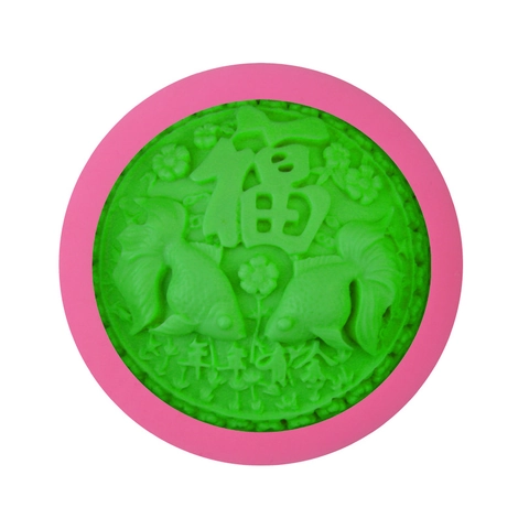 Siliconen Karper Zeepvorm Fu Karakter Fondant Cake Decoratie DIY Bakgereedschap Traditioneel Ontwerp Roze Vorm