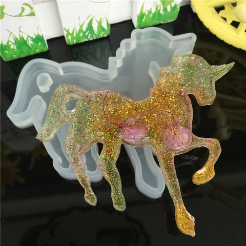 Stampo in Silicone 3D Unicorno Pegaso Lucidato a Specchio Stampo per Colata in Resina per Fai da Te Gioielli Torta Cioccolato
