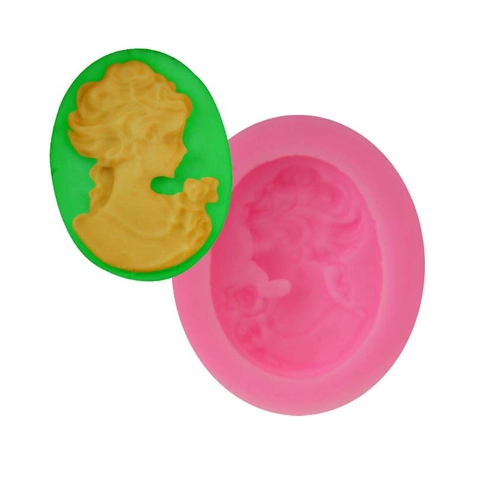 Stampo in Silicone Testa di Dama Cameo Rilievo Vintage per Decorazione Torte Fondente Cioccolato Sapone Resina Argilla