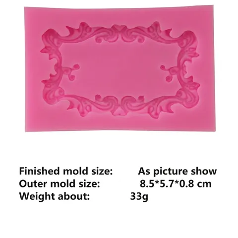 Vintage Rechteckiger Fotorahmen Silikonform Barock Relief Fondant Schokoladen Kuchen Deko Werkzeug DIY Backen Sugarcraft