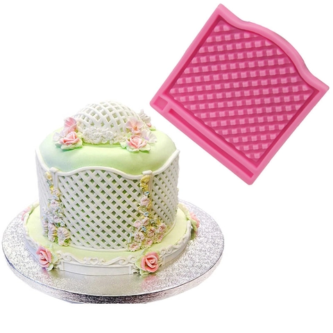 Silicone Cake Fondant Mold Grid Fence Pattern DIY Baking Tool For Chocolate Sugarcraft Decoration Bread Mousse Jelly Tray