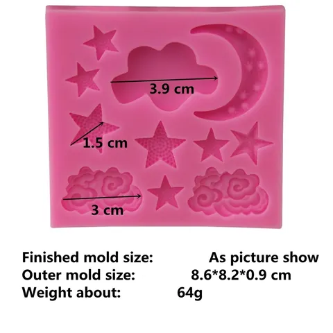 Molde de Silicona Estrella Luna Nube Para Fondant Chocolate Decoración de Pasteles Herramientas de Horneado DIY