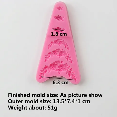 Silikon Rose Blumen Girlande Fondantform Rosenblatt Schmetterling Kuchenrand Dekoration DIY Schokolade Backform Rosa Flexibles Backgeschirr