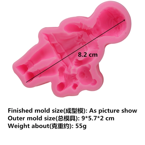 Mädchen hält Teddybär Silikon Kuchenform Fondant Schokolade DIY Backwerkzeug Rosa Babypuppe Form für Tortendekoration