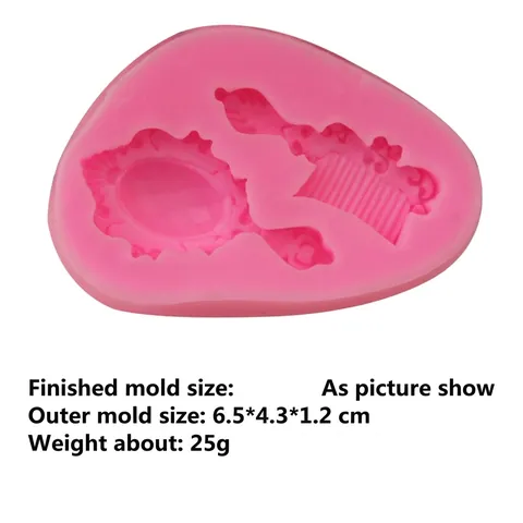 Barock Spiegel Und Kamm Silikonform Für Fondant Tortendekoration Schokolade DIY Backwerkzeug Rosa Retro Handspiegel Form