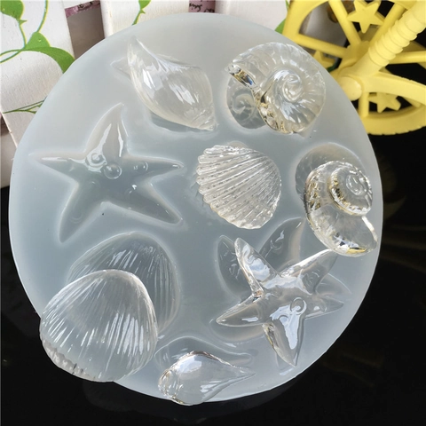 Moule en Silicone Vie Marine Miroir Étoile de Mer Coquillage Escargot DIY Résine Époxy Argile Outil de Cuisson