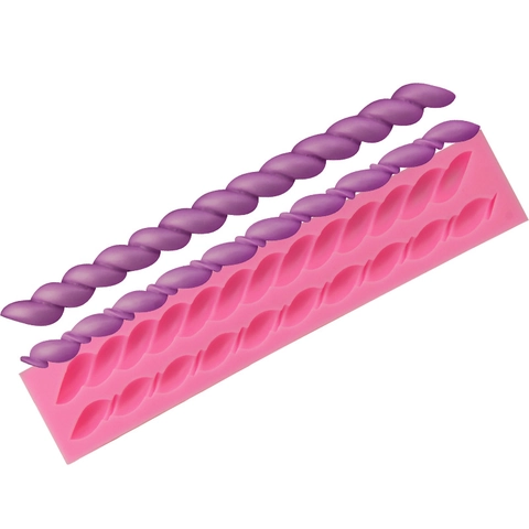 Seilform Silikon Kuchenform Für Fondant Schokolade DIY Backen Dekoration Werkzeug Rosa Twist Spiral Rand Silikonform